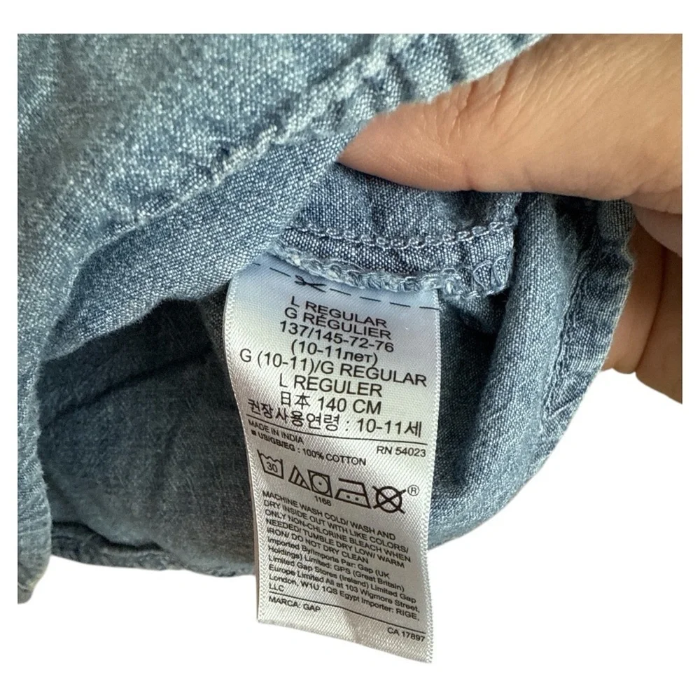 GAP Girls Chambray Peasant Top size Large - Picture 3 of 4